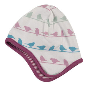 Baby hat reversible - Lavender with birds