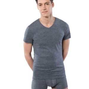 Short-sleeved underwear in wool and cotton